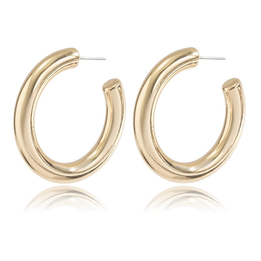 Minimalist C-shaped geometric earrings heavy-duty semi-circular ring earrings for women